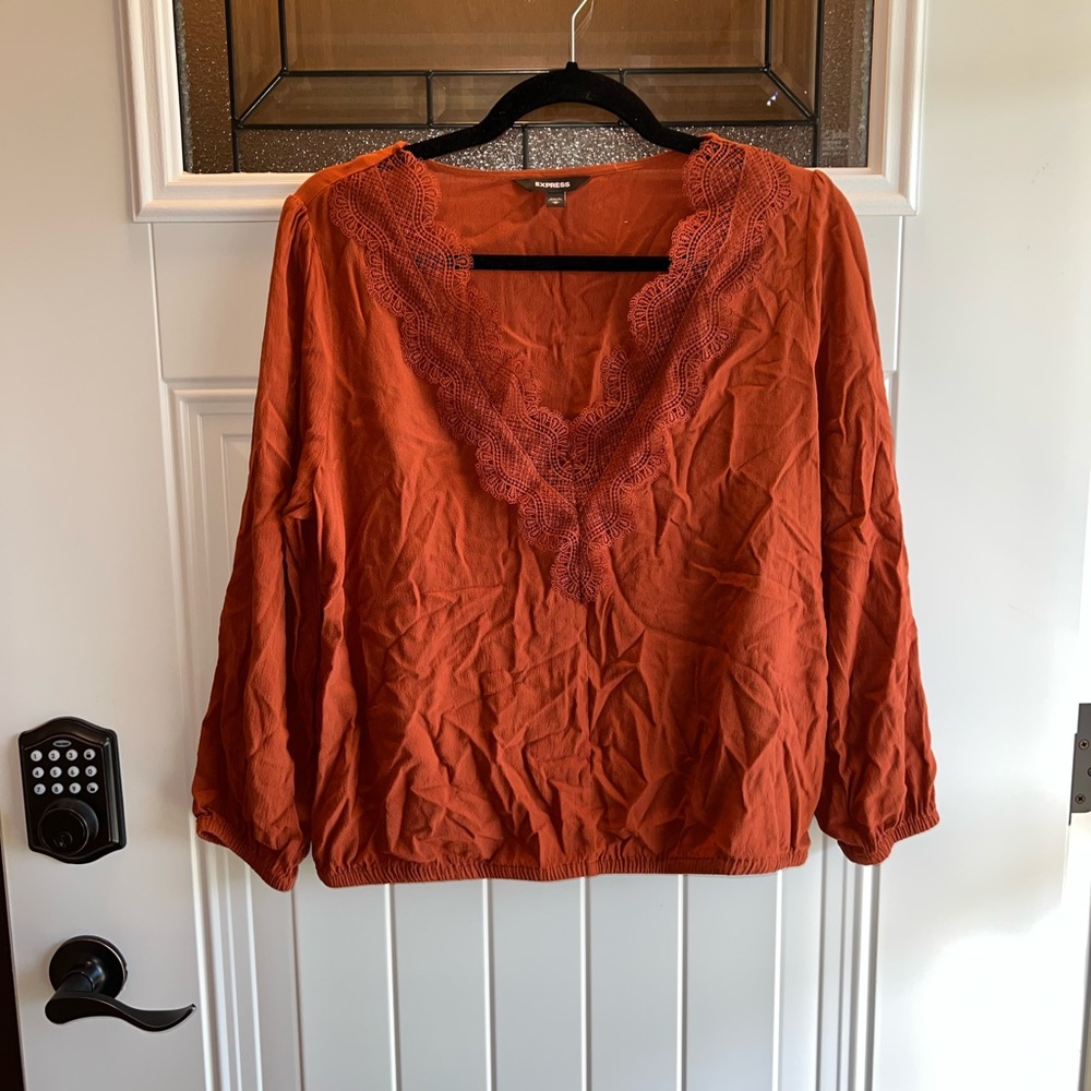 Express Lace Vneck Long Sleeve Size Medium